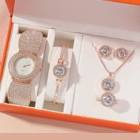 Quartz Watch & Jewelry Set for Women 6 Piece Luxury Gift Set